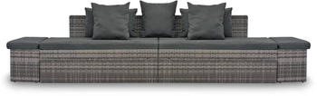 vidaXL 4-tlg. Garten-Sofagarnitur mit Kissen Grau Poly Rattan (44724)