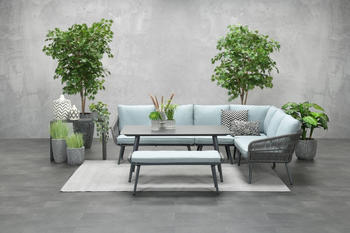 Garden Impressions Miriam Aluminium-Rope-Lounge Set grau/hellblau rechts (502136)