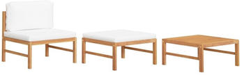 vidaXL 3-tlg. Garten-Lounge-Set mit Creme Kissen Teakholz (316108)
