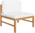 vidaXL 3-tlg. Garten-Lounge-Set mit Creme Kissen Teakholz (316108)