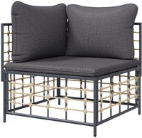 vidaXL Garten-Ecksofa mit Dunkelgrauen Kissen Poly Rattan