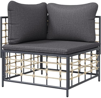 vidaXL Garten-Ecksofa mit Dunkelgrauen Kissen Poly Rattan (364134)