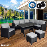Gartenm&ouml;bel Set Hacienda Schwarz/grau Bis Zu 10 Personen Inkl. Kissen & Abdeckung
