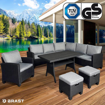 Brast HACIENDA Garten Sitzgruppe Polyrattan schwarz/grau (1004208002)