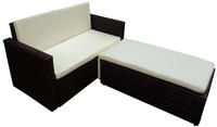 vidaXL 2-tlg. Garten-Lounge-Set mit Auflagen Poly Rattan Braun