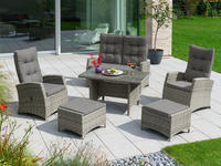 KONIFERA Garten-Essgruppe "Monaco" Set, 1x2er Sofa, 2x Sessel, 2x Hocker, 1x Tisch