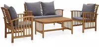 vidaXL 4-tlg. Garten-Lounge-Set mit Auflagen Massivholz Akazie