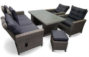 Bellavista Asti 5 Sitzpl&auml;tze Polyrattan/Aluminium/Polyester/Glas inkl. Auflagen braun