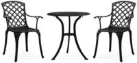 vidaXL 3-tlg. Bistro-Set Aluminiumguss Schwarz
