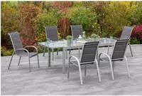 MERXX Garten-Essgruppe "Amalfi di lusso" 7 Stk. tlg. 6 Sessel mit Tisch