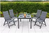 MERXX Garten-Essgruppe "Taviano" Set, 5 Stk. tlg. 4 Klappsessel, 5-fach verstellbar,