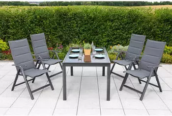 Merxx Gartenmöbel-Set Taviano 5-teilig Grau Ausziehtisch