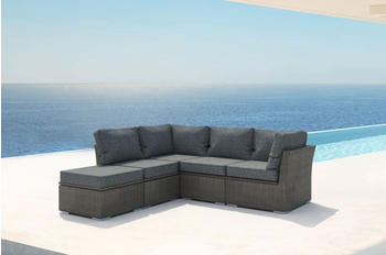 Outflexx Loungem&ouml;bel Set grau Polyrattan f&uuml;r 5 Personen wasserfeste Kissenbox Grau (18370-BOX-A)