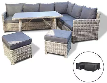 Home Deluxe Sitzgruppe Bahia Polyrattan inkl. Abdeckung (49141)