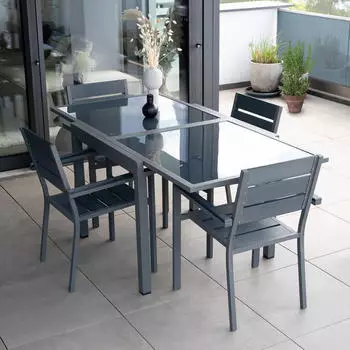 Home Deluxe VERANO MADERA Sitzgruppe mit Gartentisch & 2 - 10 Gartenst&uuml;hlen (40175)
