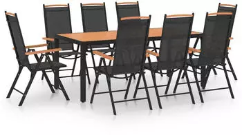 vidaXL Garten-Essgruppe Aluminium Schwarz 9-tlg. (3070630XL)