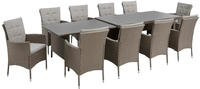 KONIFERA Garten-Essgruppe "Mailand" Set, 10x Sessel, 1x AZ-Tisch 179-302 cm, inkl.