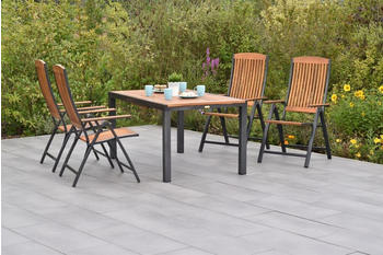 Merxx Athos 5tlg. mit Ausziehtisch 150/200x90cm Aluminiumgestell Graphit mit Akazienholz
