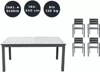Garten-sitzgruppe Ausziehbar Casa Madera - 160/240 X 100 Cm 4 St&uuml;hle Menge 5 Tlg.