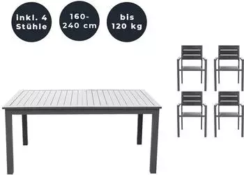Home Deluxe CASA MADERA Tisch & 4 St&uuml;hle (40189)