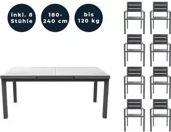 Home Deluxe CALIDO MADERA Tisch & 8 Stühle (40184)