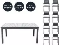 Garten-sitzgruppe Ausziehbar Casa Madera - 160/240 X 100 Cm 8 St&uuml;hle Menge 9 Tlg.