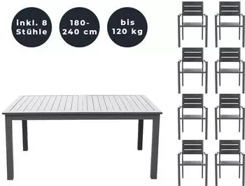 Home Deluxe CASA MADERA Tisch & 8 St&uuml;hle (40191)