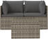 vidaXL 3-tlg. Garten-Lounge-Set mit Kissen Grau Poly Rattan (318675)