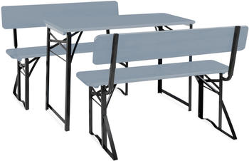 Stagecaptain Biertischgarnitur mit Lehne Holz grau (BBDL-119 GY)