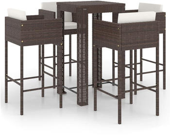 vidaXL 5-tlg. Gartenbar-Set mit Kissen braun vidaXL 5-tlg. Gartenbar-Set mit Kissen braun
