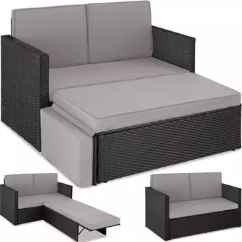 TecTake Korfu Rattan Lounge schwarz/grau (TT405081)