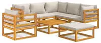 vidaXL 8-tlg. Garten-Lounge-Set mit Hellgrauen Kissen Massivholz