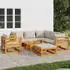 vidaXL Gartenlounge Set 8 teilig mit Kissen Massivholz