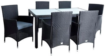 Estexo Estexo Sitzgruppe Gartenm&ouml;bel Set Polyrattan schwarz