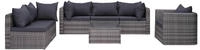 vidaXL 7-tlg. Garten-Sofagarnitur mit Polster&Kissen Poly Rattan Grau