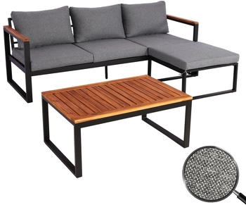MCW MCW-L26b Lounge-Set Aluminium Akazie Holz MVG-zertifiziert dunkelgrau