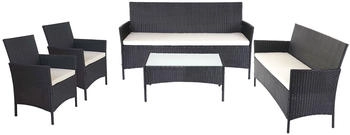 MCW 3-2-1-1 Poly-Rattan Garten-Garnitur Hamar anthrazit/creme