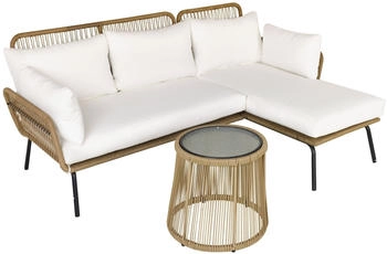 Outsunny Gartenm&ouml;bel-Set mit weichem Sitz- und R&uuml;ckenkissen 125 x 77 x 82 cm wei&szlig; natur