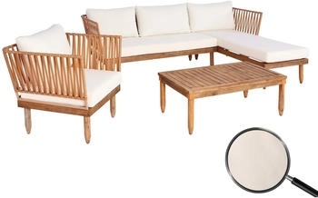 MCW MCW-L29 Garnitur Sitzgruppe Akazie Holz MVG-zertifiziert creme-wei&szlig;