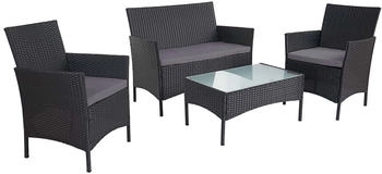 MCW 2-1-1 Poly-Rattan Garten-Garnitur Hamar anthrazit/anthrazit