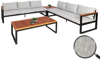 MCW MCW-L26 Lounge-Set Metall Akazie Holz MVG-zertifiziert hellgrau