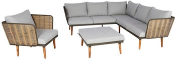 MCW MCW-L31 Lounge-Set Spun Poly Metall Poly-Rattan MVG-zertifiziert hellgrau