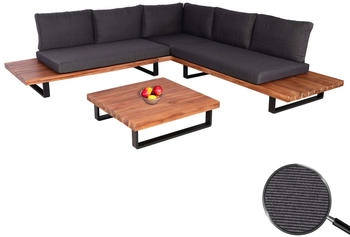 MCW MCW-H54 Sitzgruppe Spun Poly Akazie Holz MVG Alu braun Polster dunkelgrau