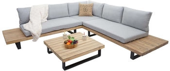 MCW MCW-H54 Sitzgruppe Spun Poly Akazie Holz MVG Alu hellbraun Polster hellgrau