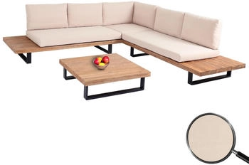 MCW MCW-H54 Sitzgruppe Spun Poly Akazie Holz MVG Alu hellbraun Polster beige