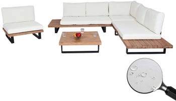 MCW MCW-H54 Lounge-Set Spun Poly Akazie Holz MVG Aluminium hellbraun Polster cremewei&szlig;