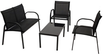 DEGAMO Lounge Set ARONA 4-teilig Metall/Kunstgewebe schwarz