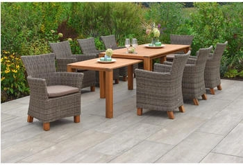 Merxx Toskana 9-tlg. Aluminium Kunststoffgeflecht Akazie natur (50588-211)
