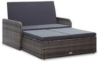 vidaXL 2-tlg. Garten-Lounge-Set mit Auflagen Poly Rattan Grau