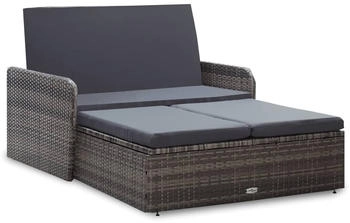 vidaXL 2-tlg. Garten-Lounge-Set mit Auflagen Poly Rattan Grau (46080)